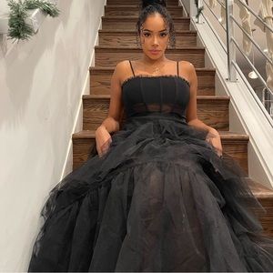 Medium black mesh evening tulle dress!